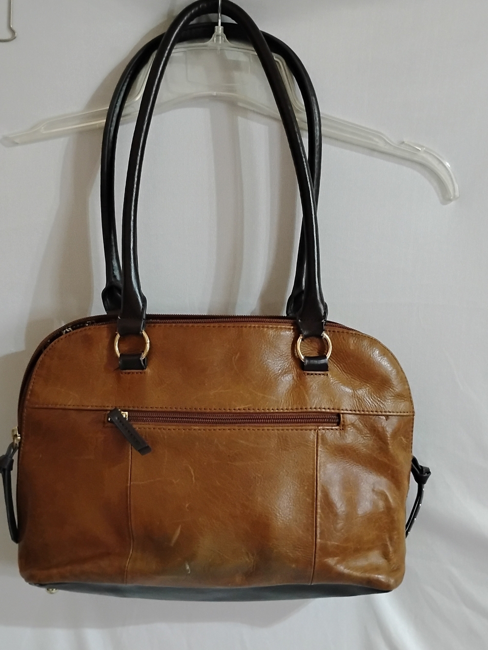 Tignanello Classic Brown Leather Tote Shoulder Bag with Double Handles